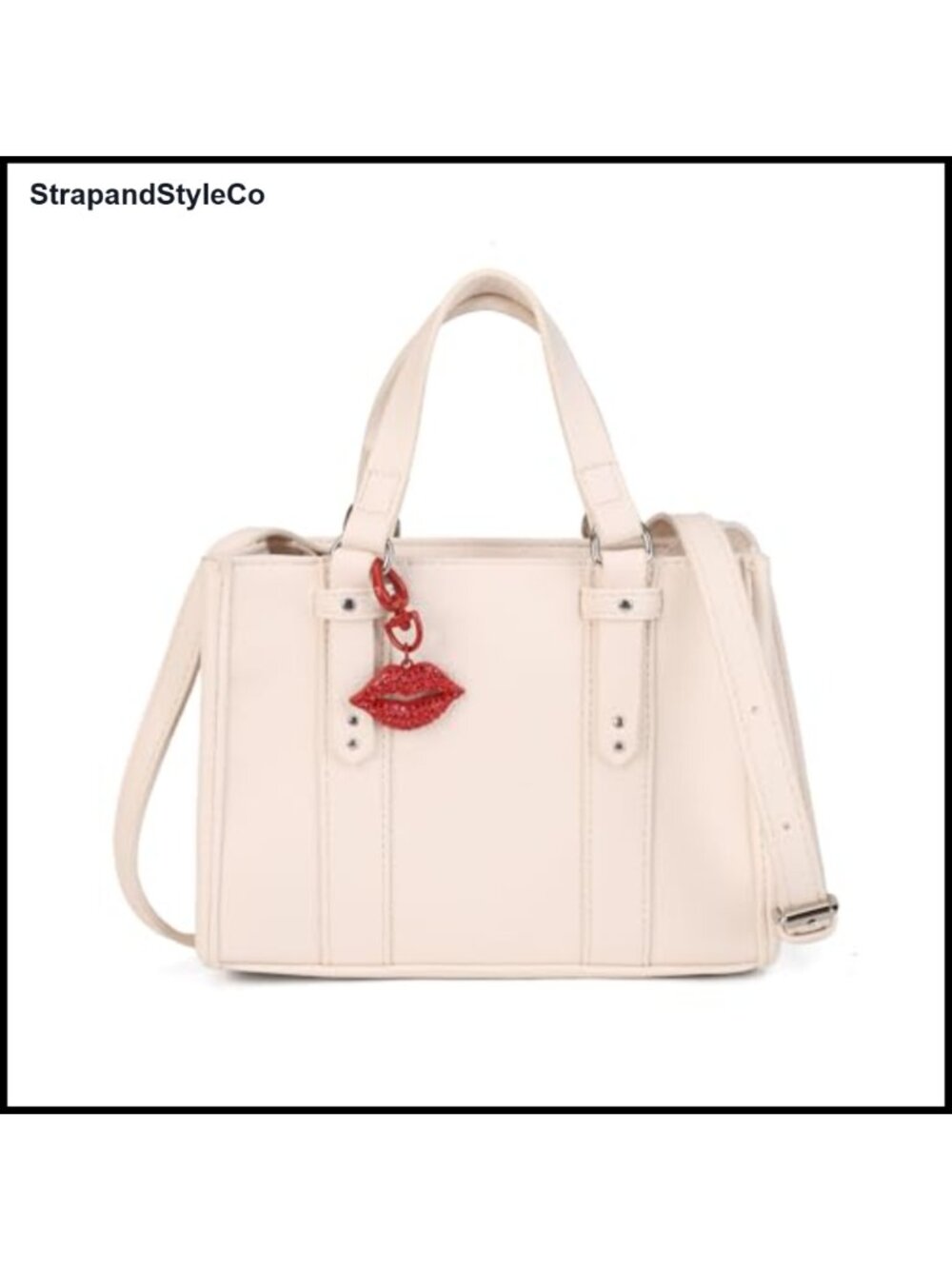 PU Leather Satchel Crossbody Handbag Double Handle Structured Purse